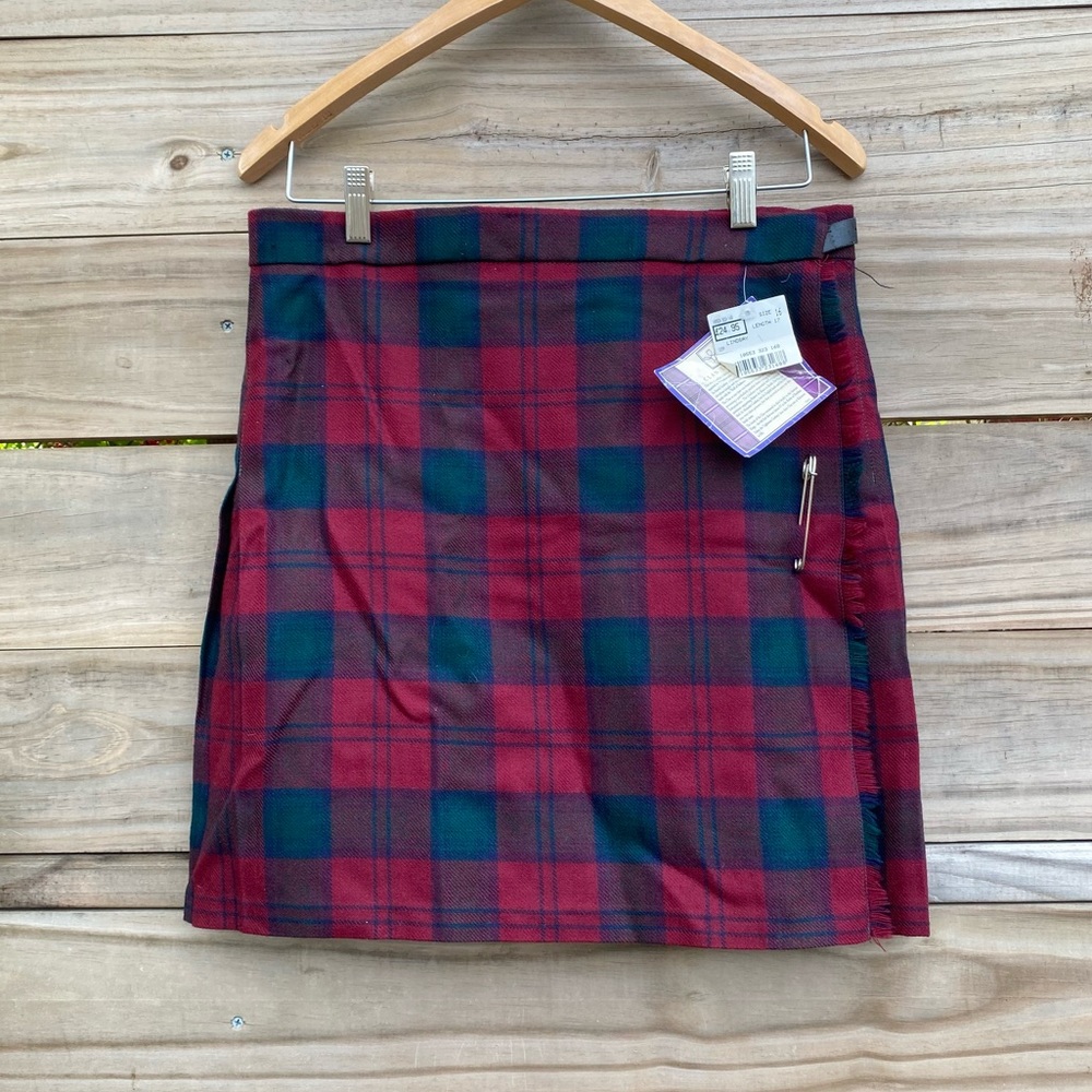 Vintage Tartan Kilt Plaid Pleated Skirt Scottish Size 16